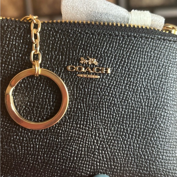 Authentic COACH grossgrain leather zip top card case with keychain - Picture 6 of 6